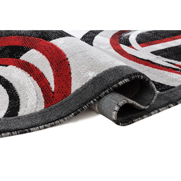 Orren Ellis Delana Abstract Gray/Red/Black Area Rug & Reviews Wayfair